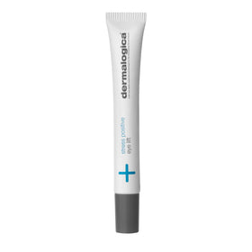 Dermalogica Stress Positive Eye Lift Mask jar closeup with cooling cream-gel texture for refreshed eyes.