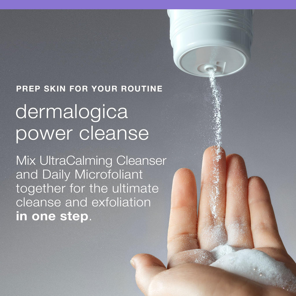 Mist and moisturizer placed beside cleanser on vanity as part of routine