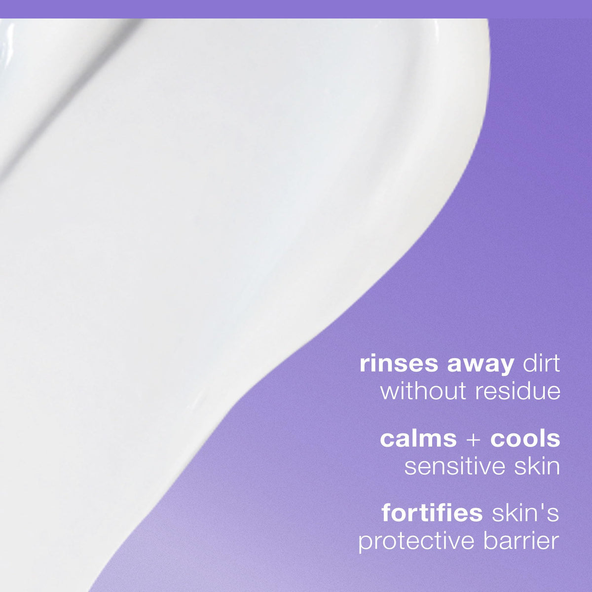 Close-up of Ultracalming Cleanser texture highlighting non-foaming gel-cream for reactive skin