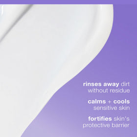 Close-up of Ultracalming Cleanser texture highlighting non-foaming gel-cream for reactive skin