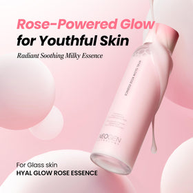 DERMALOGY Hyal Glow Rose Essence pump action demonstrating quick, non-sticky absorption