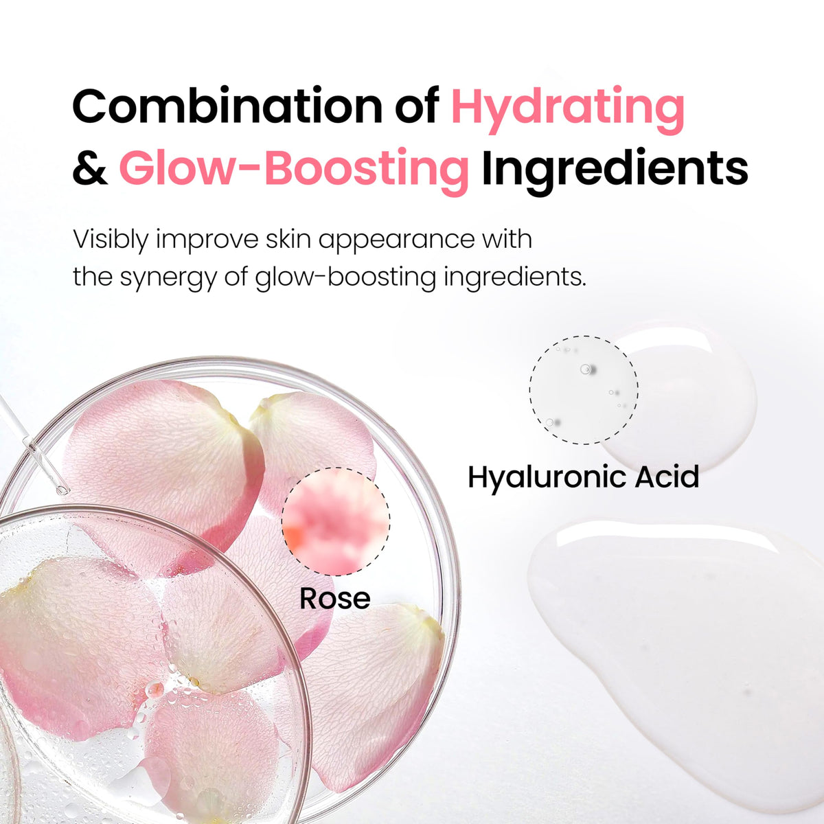 DERMALOGY Hyal Glow Rose Essence 74 percent Damask rose water for intense hydration