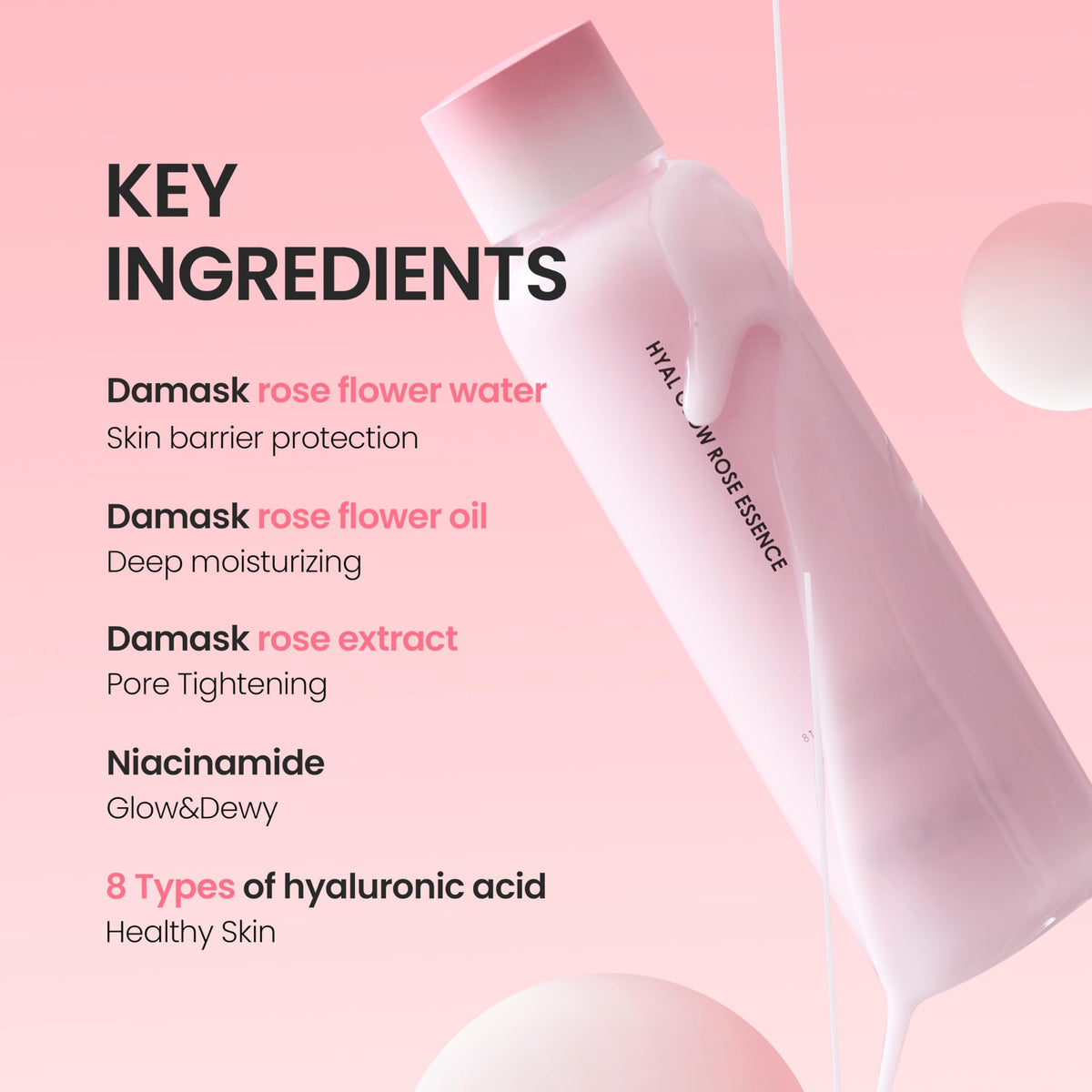 DERMALOGY Hyal Glow Rose Essence fast-absorbing, non-sticky texture for skincare routines
