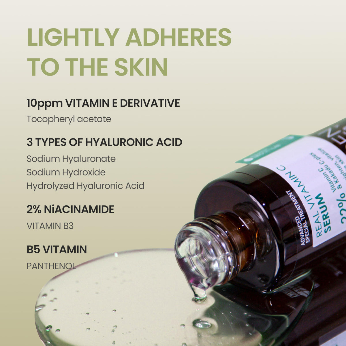 DERMALOGY Real Vitamin C Serum applied on skin demonstrates fast absorption.