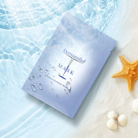 Applying Dermaroller mask sheet for a refreshed, hydrated complexion.