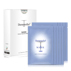 Dermaroller Hydrating Face Mask Sheet 10-pack packaging, highlighting premium German quality.