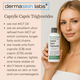 Dermaskin Labs Caprylic Capric Triglycerides texture swatch, smooth spread and non-greasy finish.