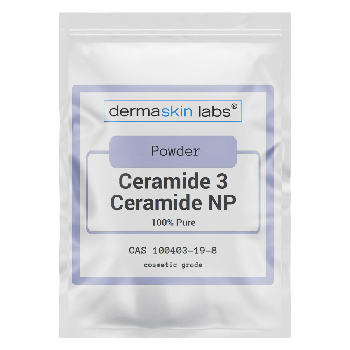 Dermaskin Labs Ceramide 3 Powder bottle highlights barrier support for dry, sensitive skin.
