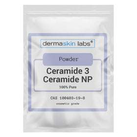 Dermaskin Labs Ceramide 3 Powder bottle highlights barrier support for dry, sensitive skin.