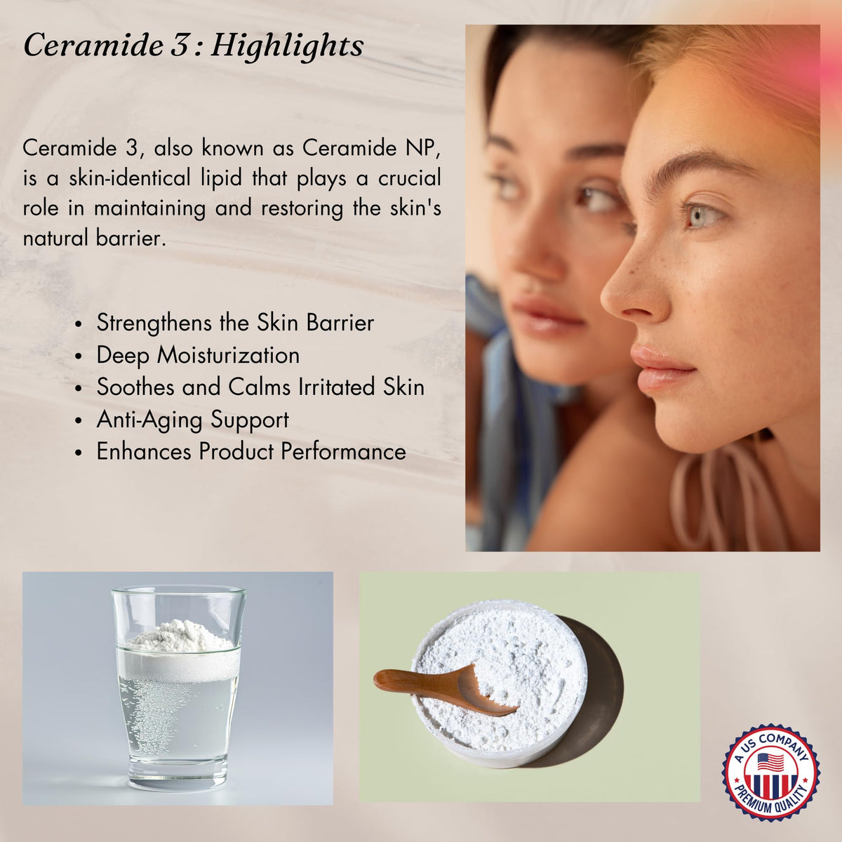Dermaskin Labs Ceramide 3 Powder in serum formulation supports barrier-friendly texture.