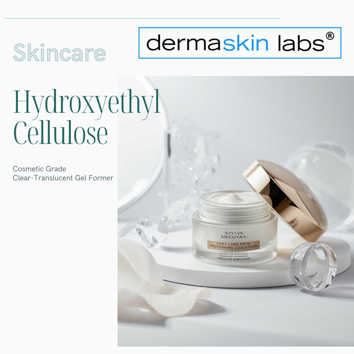 Dermaskin Labs HEC powder dispersion shows even mixing in formulas.