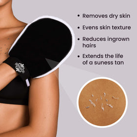 Dermasuri Korean exfoliating mitt used to lift dull skin gently