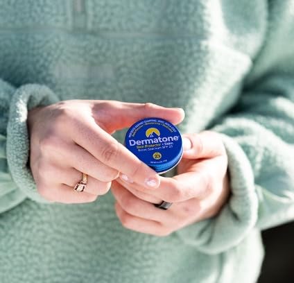 Dermatone Skin Protector Balm face protection for lips and cheeks during windy days.