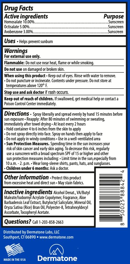 Dermatone Sport Sunscreen Spray SPF 50 aloe feature close-up for soothing moisture