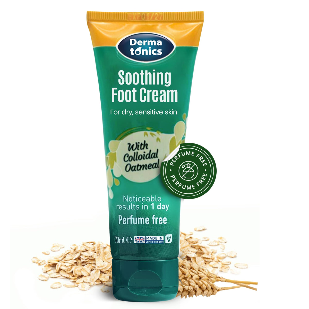 Dermatonics Soothing Foot Cream bottle shows 10 percent Urea for deep hydration.