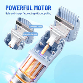 DermaWave body hair trimmer with multiple guards for tailored grooming.
