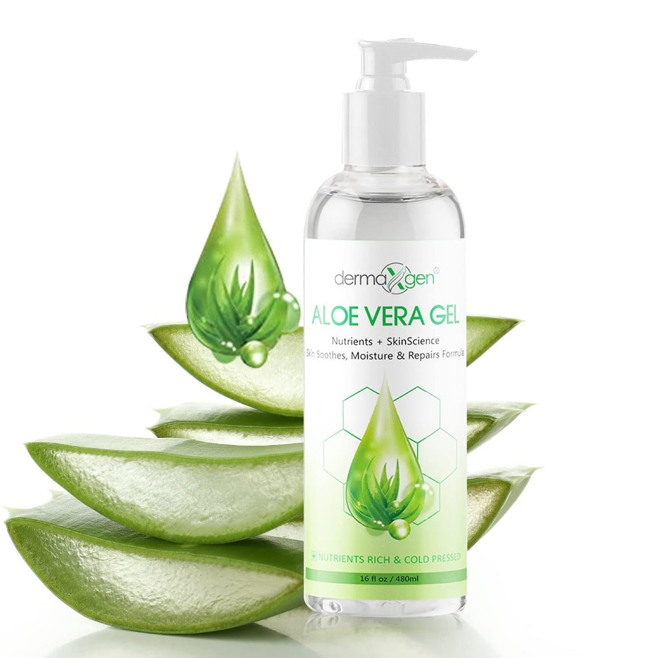 DERMAXGEN Aloe Vera Gel bottle front view showing soothing moisture for skin
