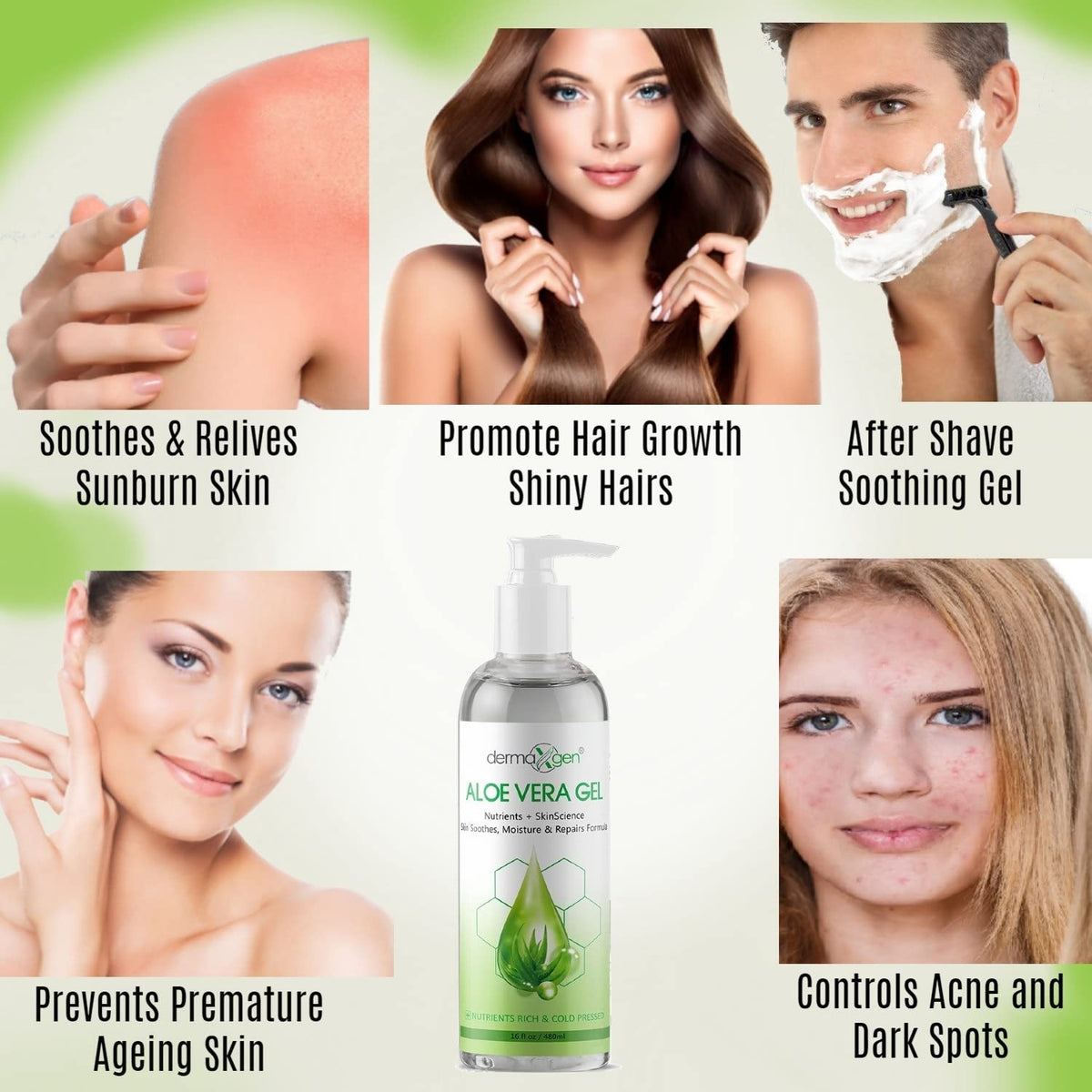 DERMAXGEN Aloe Vera Gel consistency close-up showing silky, refreshing feel