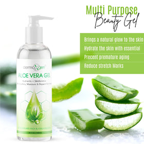 DERMAXGEN Aloe Vera Gel ingredients close-up highlighting soothing witch hazel and vitamins