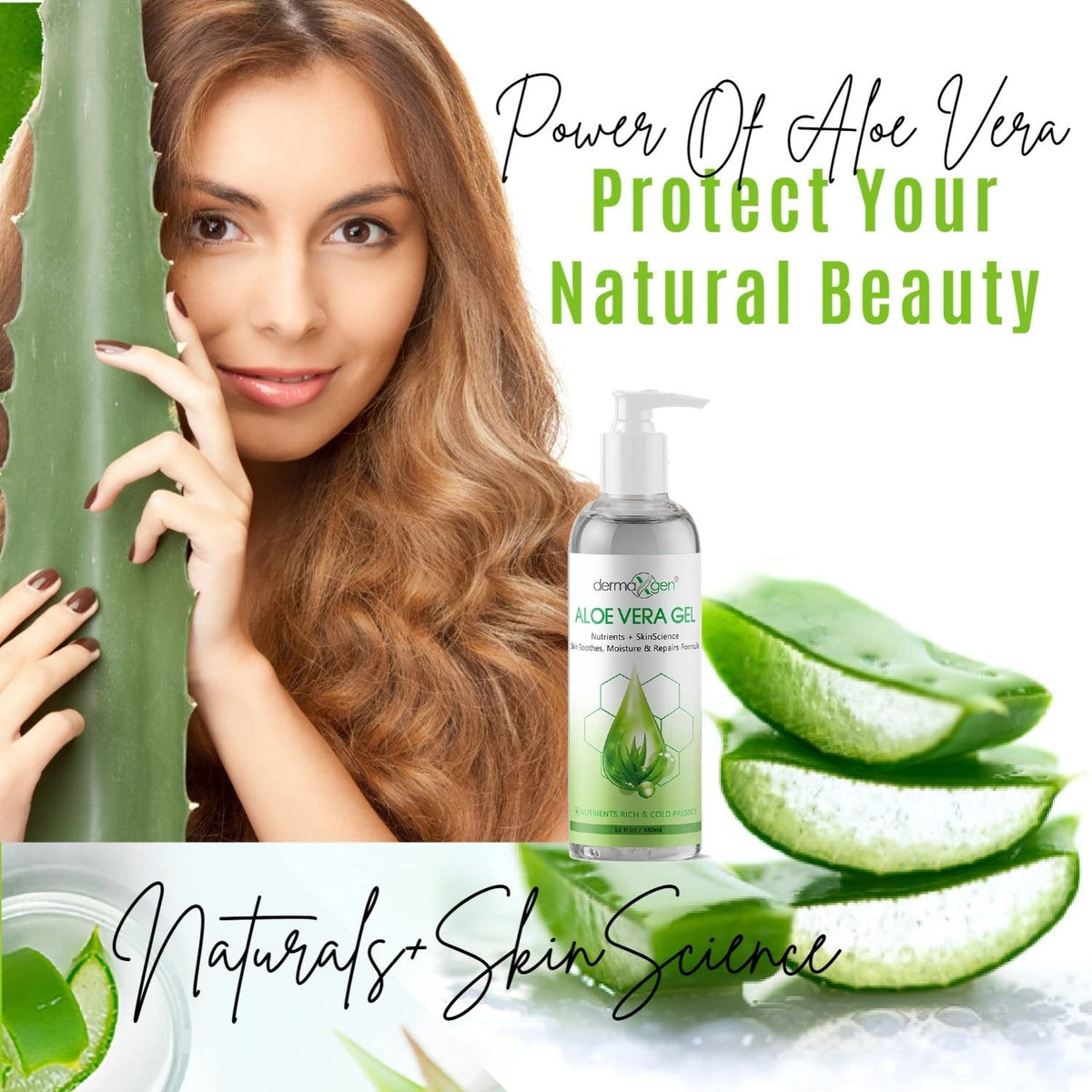 DERMAXGEN Aloe Vera Gel skin rejuvenation potential shown by natural glow