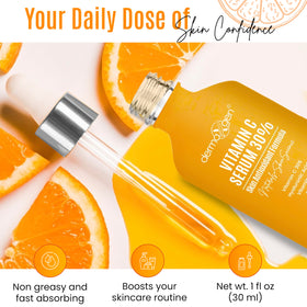 DERMAXGEN Bottle label details emphasize organic, plant-based skincare ingredients.
