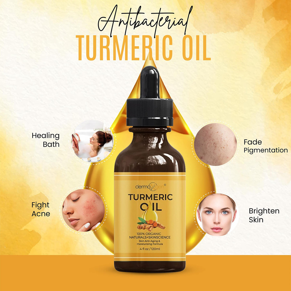 DERMAXGEN Turmeric Oil application texture shows quick absorption.