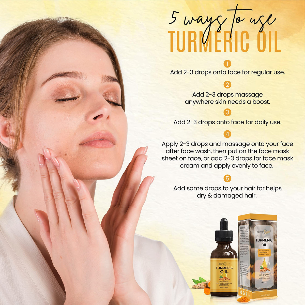 DERMAXGEN Turmeric Oil cold-pressed label close-up.