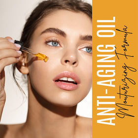 DERMAXGEN Turmeric Oil neck and eyes use showing gentle absorption.