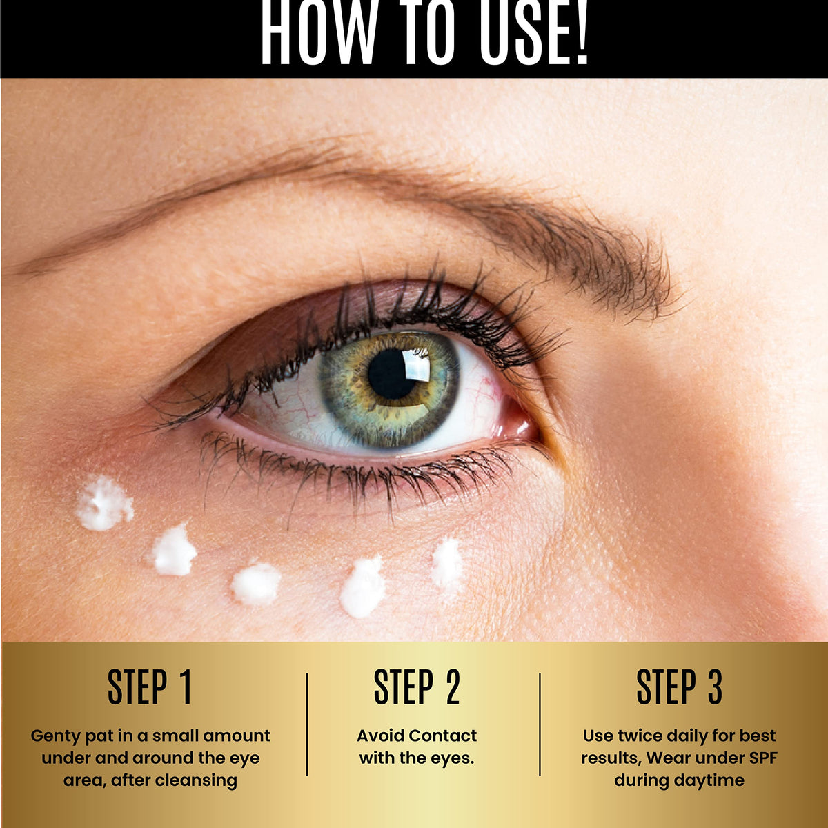DERMAXGEN night routine shot suggesting use before bed for refreshed eyes