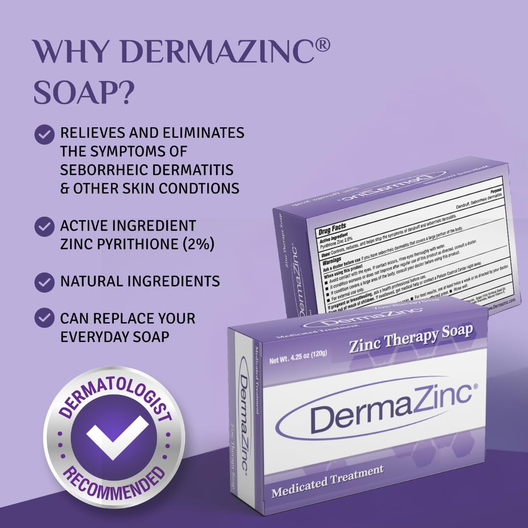 Pack of three DermaZinc bars for full-body skin care.