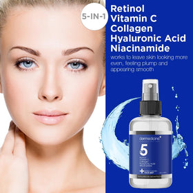 Dermedicine 5 in 1 Face Mist spray nozzle captured for quick refresh.