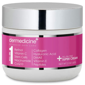 Dermedicine all-in-one anti-aging cream jar shows rich texture for radiant hydration.