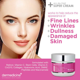 Dermedicine face cream application close-up demonstrates smooth, even spread.
