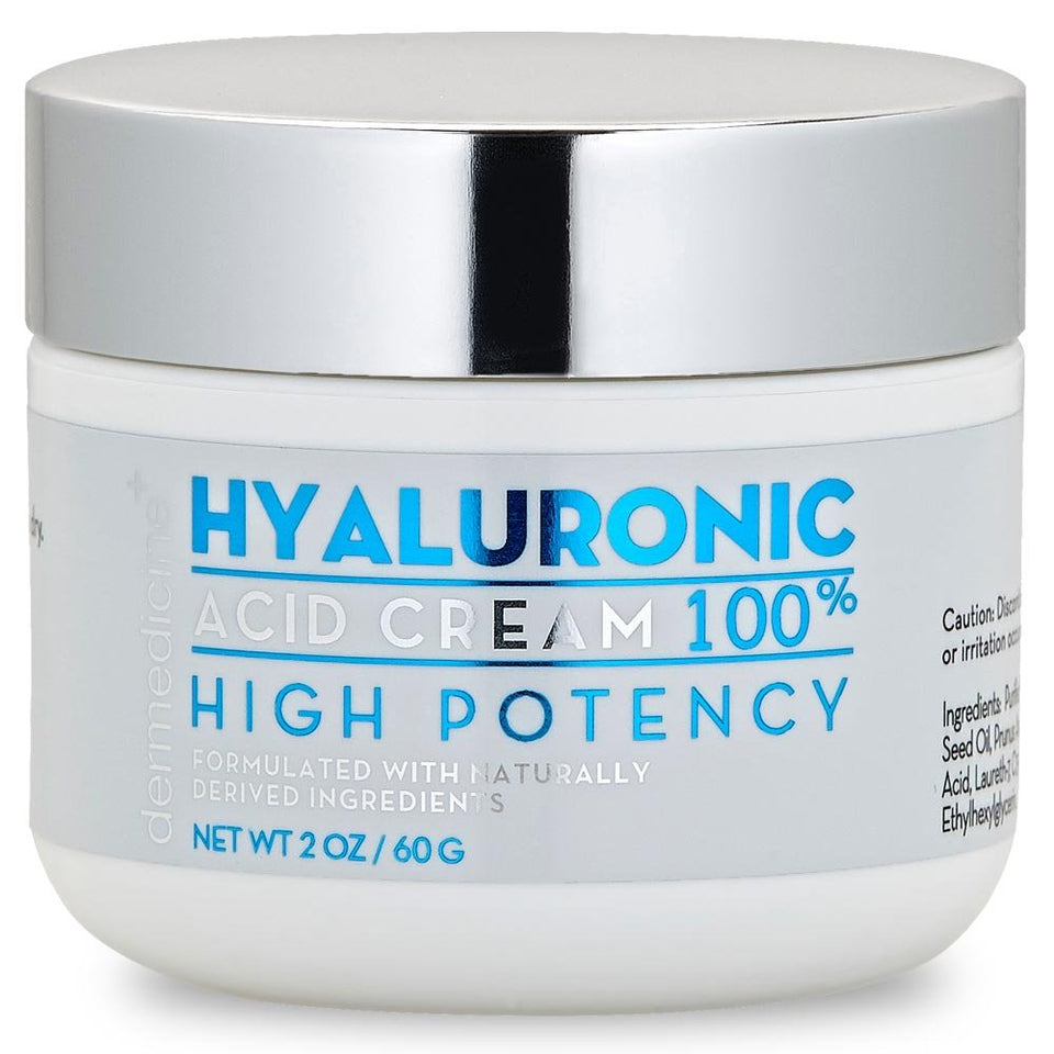 Dermedicine Hyaluronic Acid Cream bottle close-up demonstrating hydration for dry skin