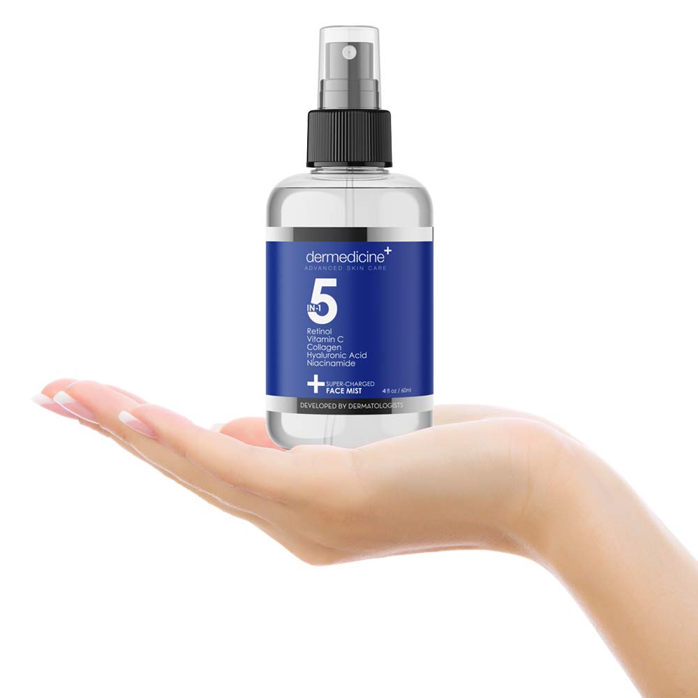 Dermedicine USA-made label on the 5 in 1 Face Mist.