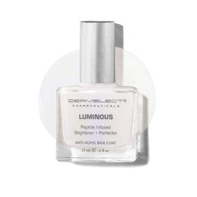 Dermelect Luminous Nail Brightening Treatment used as a base coat for a smooth polish finish.