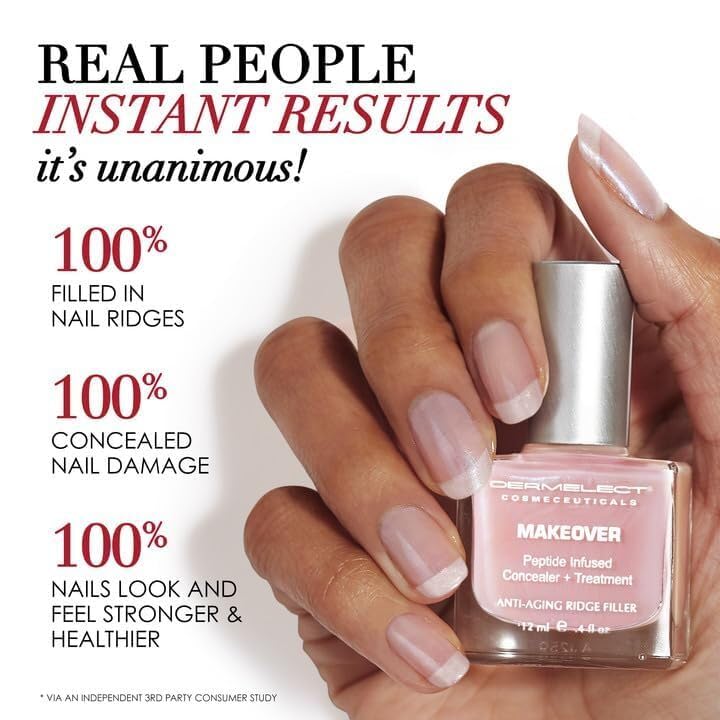 Dermelect Makeover Lilac base coat layered under polish for protection.
