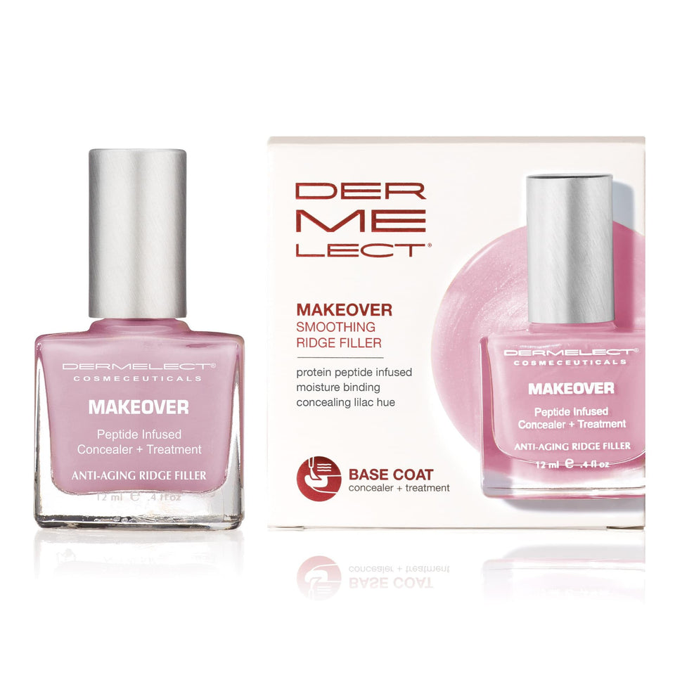 Dermelect Makeover Lilac bottle front view with soft shimmer finish.