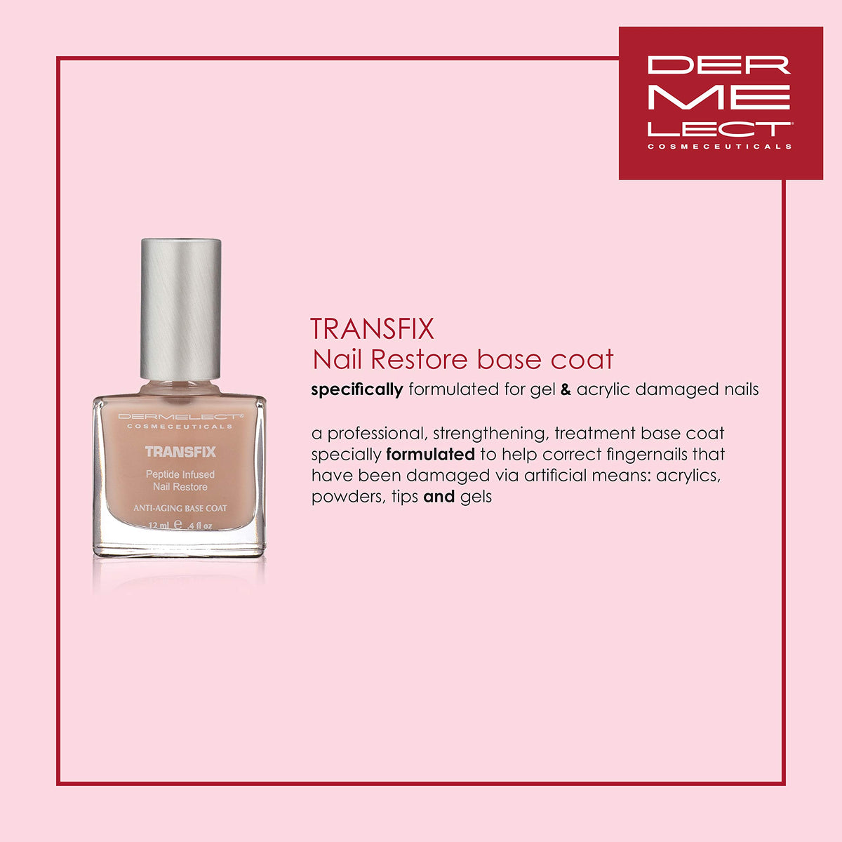 Dermelect Natural Nail Repair Top Coat delivers a long-lasting, brilliant shine for healthier-looking nails.