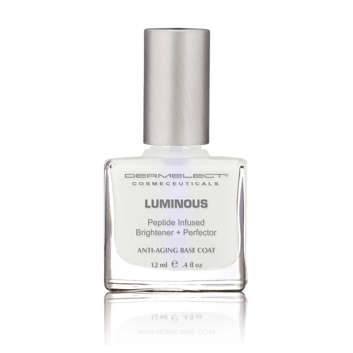 Dermelect optical brighteners close-up highlighting light-reflecting glow on nails.