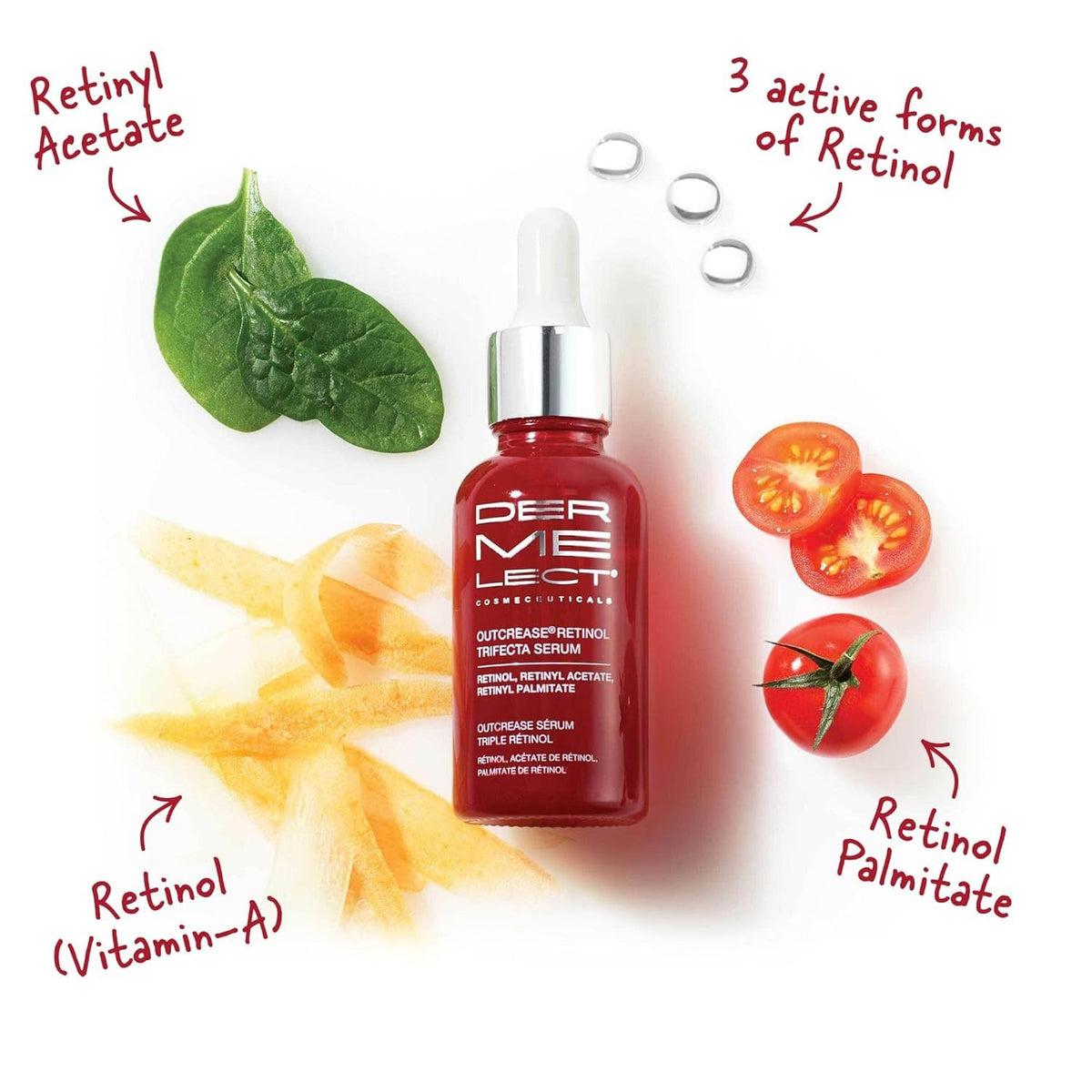 Dermelect Outcrease application swatch suggests even coverage for daily retinol use.