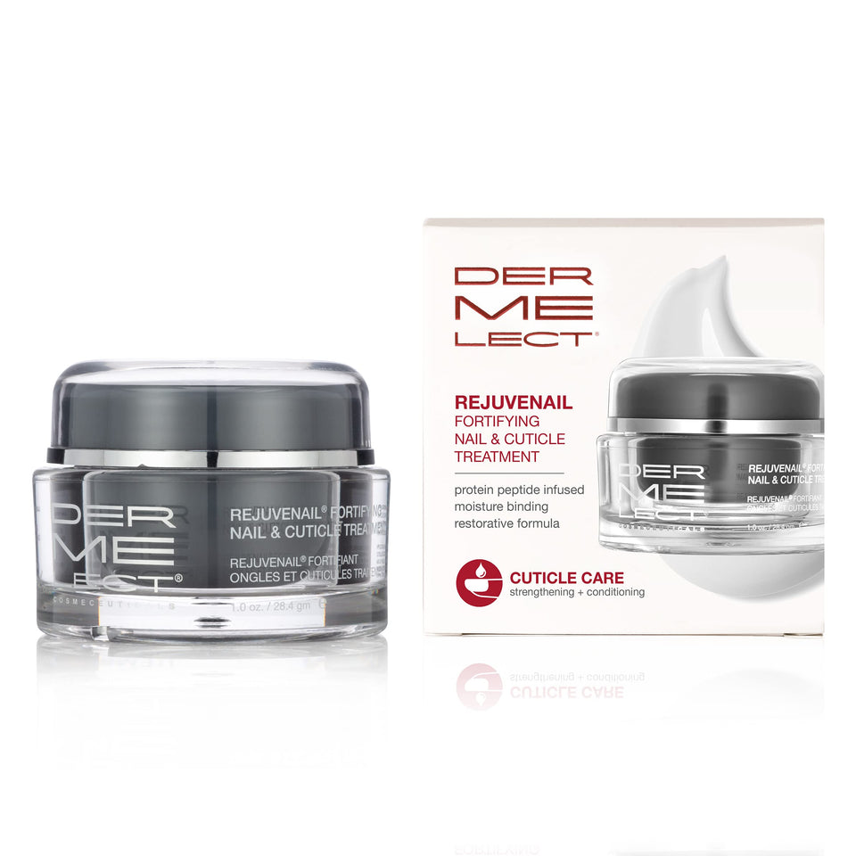 Dermelect Rejuvenail bottle close-up showing nourished cuticles