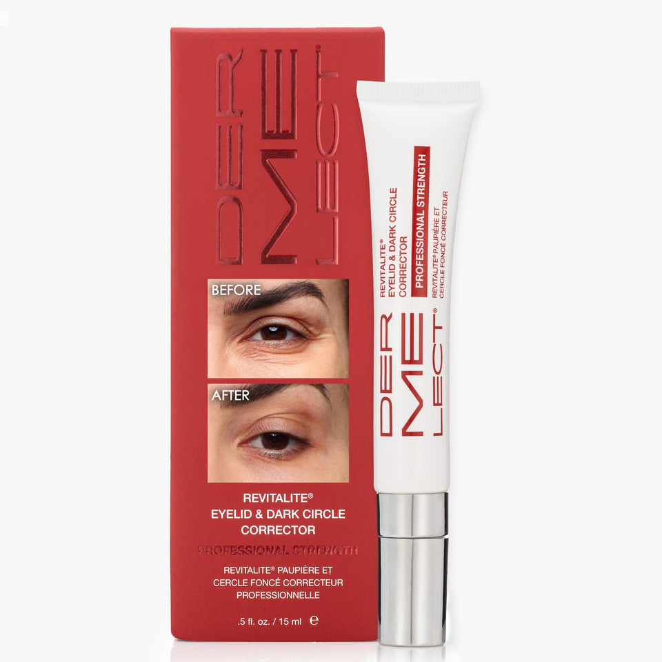 Dermelect Revitalite eye cream bottle, refreshing hydration around the eye