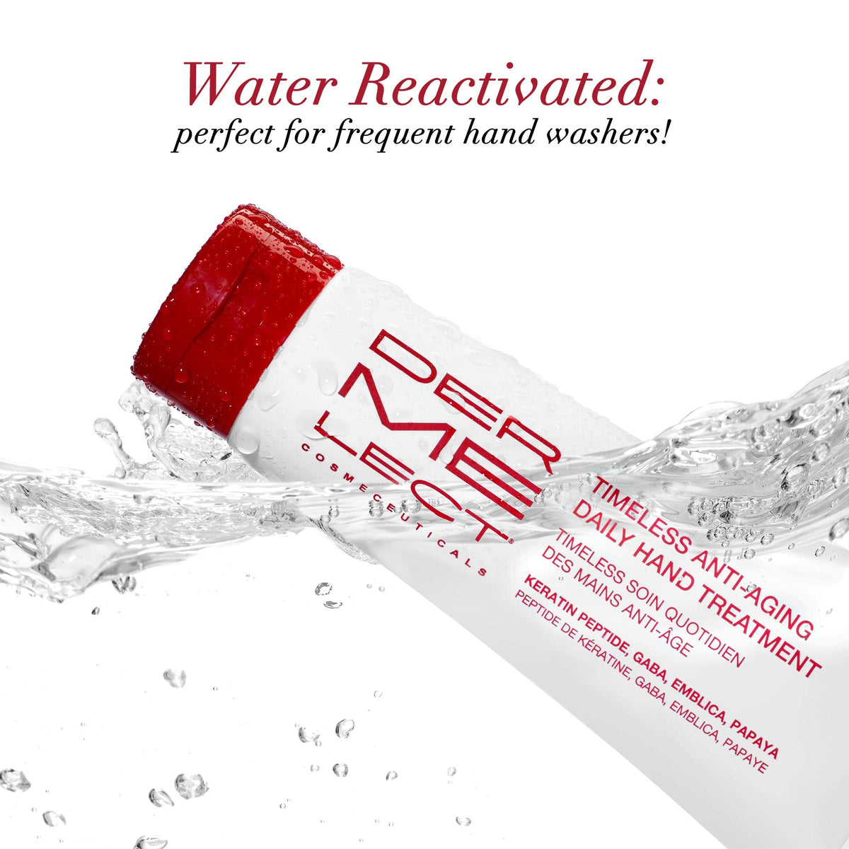 Dermelect Timeless Hand Treatment application on hands demonstrates quick absorption