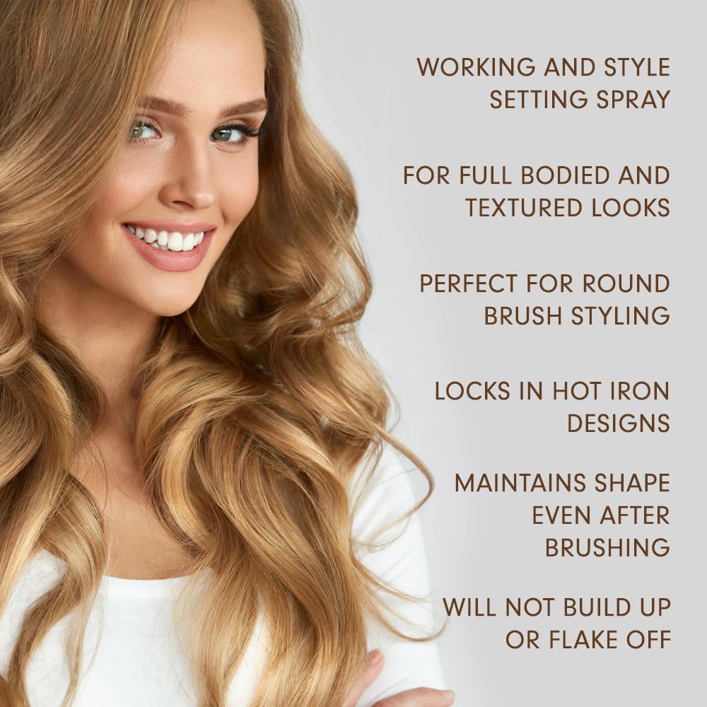 DermOrganic Sculpting Spray in use applying targeted shaping on hair