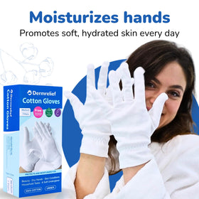 Dermrelief cotton gloves being used with creams for absorption