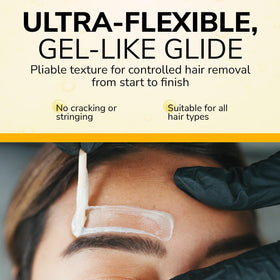 Dermwax Elite Naked Clear wax texture shows gel-like flexibility for even coverage.