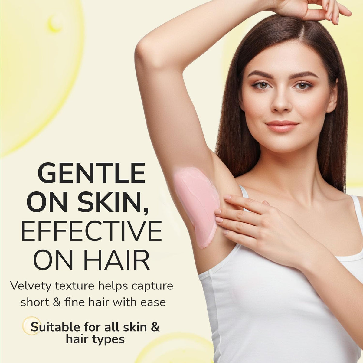 Dermwax Pink Chiffon wax in use during Brazilian waxing, gentle on skin with a pliable finish.