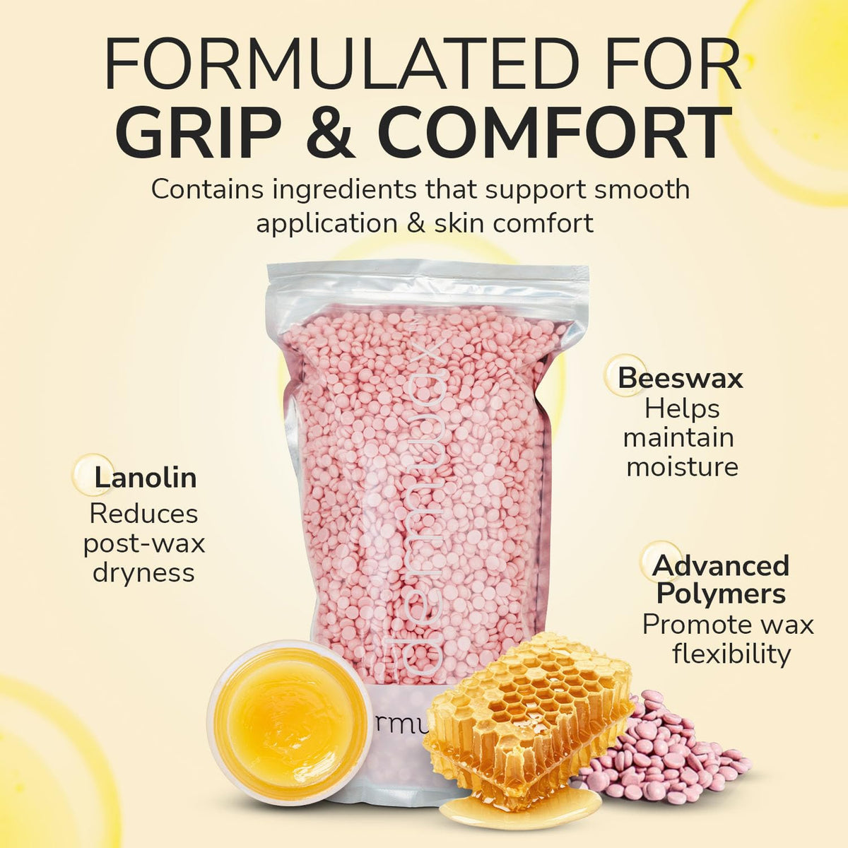 Dermwax Pink Chiffon quick-drying formula, helps speed up service without rushing results.