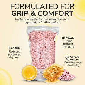 Dermwax Pink Chiffon quick-drying formula, helps speed up service without rushing results.
